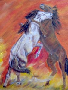 Voir le détail de cette oeuvre: chevaux dans le feu